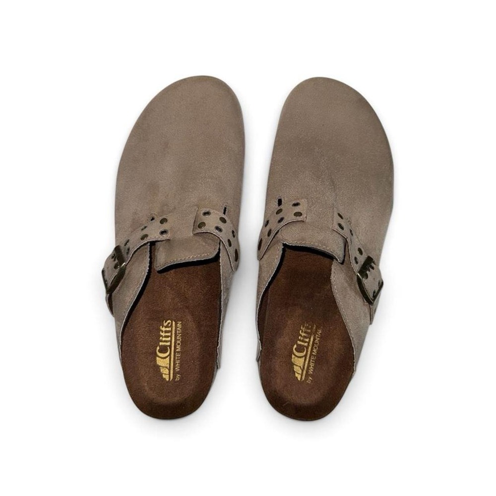 Cliffs by White Mountain Brix Taupe Suede Clog Mules Womens 9M Studded Slides
